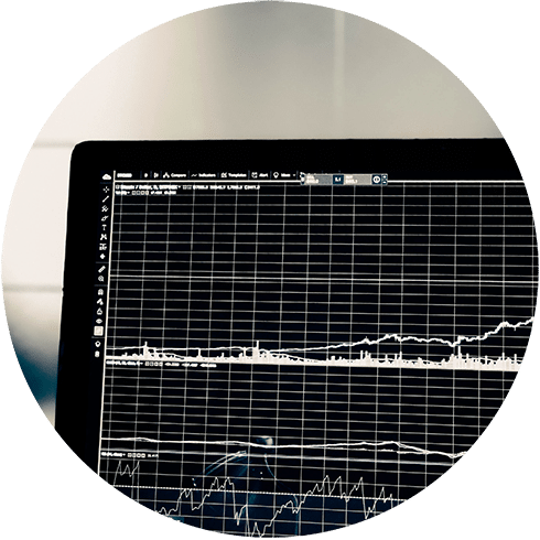 screen with trading graphs