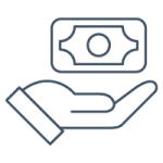 Icon hand holding dollar bill - example of a Ponzi scheme